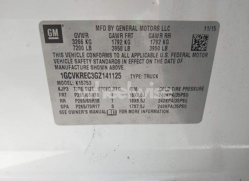 Photo 9 of 2016 Chevrolet Silverado 1500 2LT (VIN 1GCVKREC3GZ141125)