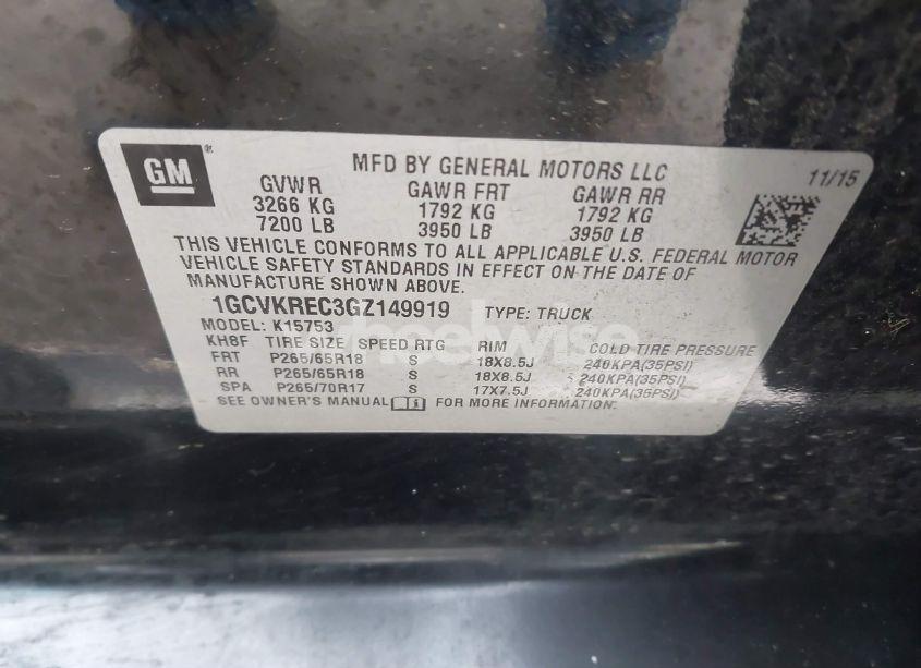 Photo 9 of 2016 Chevrolet Silverado 1500 1LT (VIN 1GCVKREC3GZ149919)