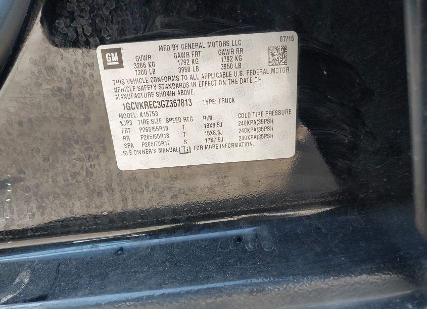 Photo 9 of 2016 Chevrolet Silverado 1500 2LT (VIN 1GCVKREC3GZ367813)