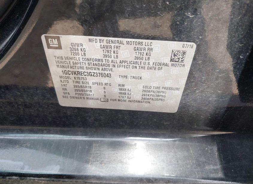 Photo 9 of 2016 Chevrolet Silverado 1500 2LT (VIN 1GCVKREC3GZ376043)
