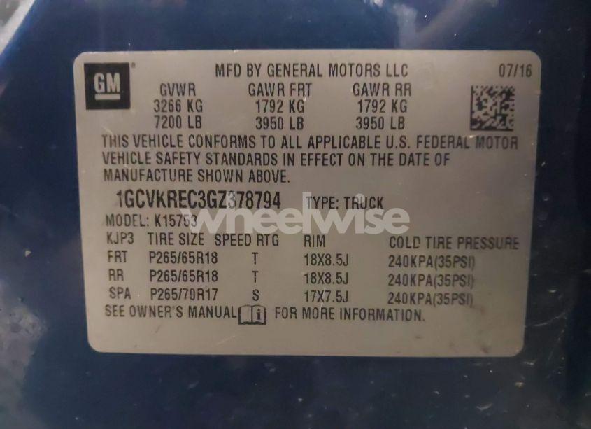 Photo 9 of 2016 Chevrolet Silverado 1500 2LT (VIN 1GCVKREC3GZ378794)