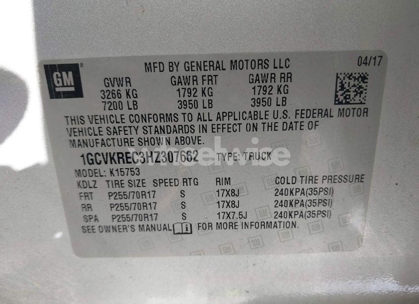 Photo 9 of 2017 Chevrolet Silverado 1500 1LT (VIN 1GCVKREC3HZ307662)