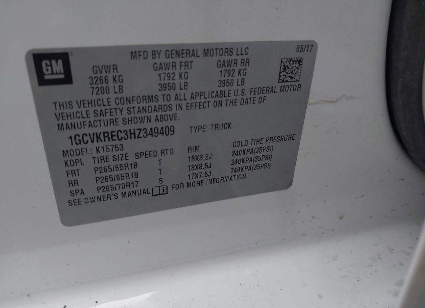 Photo 9 of 2017 Chevrolet Silverado 1500 2LT (VIN 1GCVKREC3HZ349409)