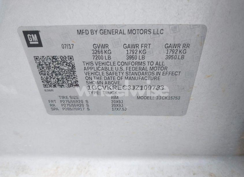 Photo 9 of 2018 Chevrolet Silverado 1500 2LT (VIN 1GCVKREC3JZ109783)