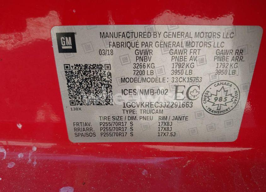 Photo 9 of 2018 Chevrolet Silverado 1500 1LT/2LT (VIN 1GCVKREC3JZ291663)