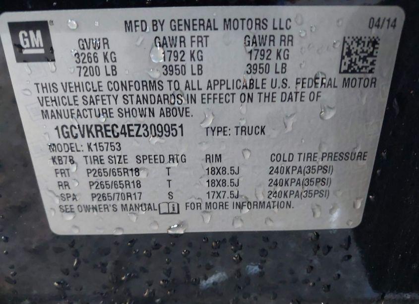 Photo 9 of 2014 Chevrolet Silverado 1500 1LT (VIN 1GCVKREC4EZ309951)