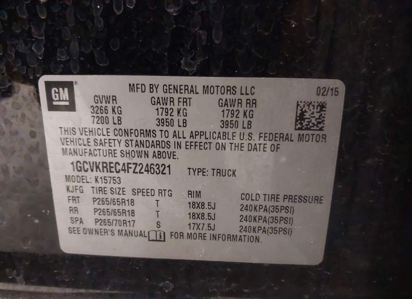 Photo 9 of 2015 Chevrolet Silverado 1500 1LT (VIN 1GCVKREC4FZ246321)