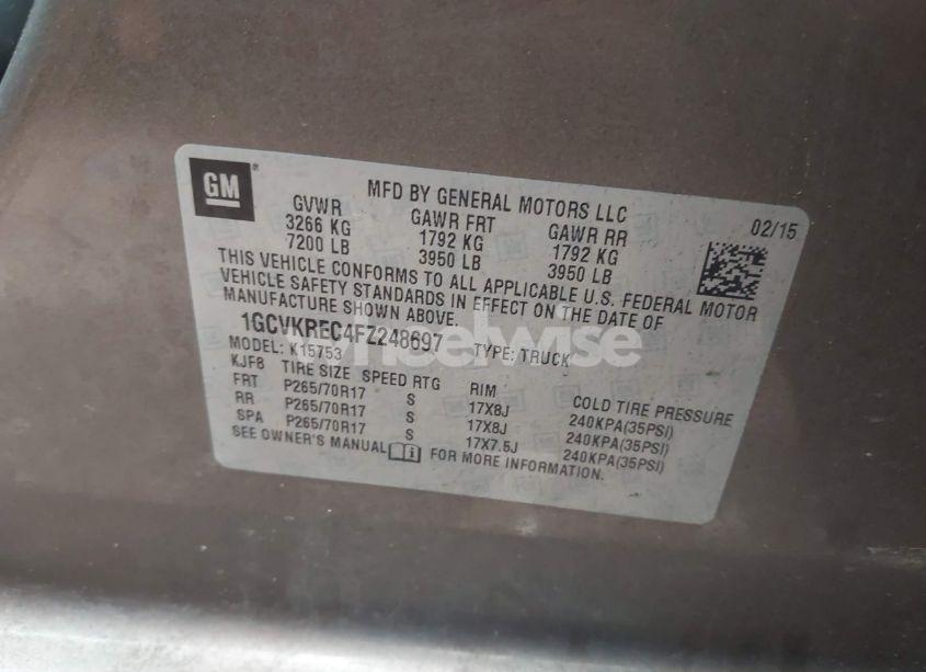 Photo 9 of 2015 Chevrolet Silverado 1500 1LT (VIN 1GCVKREC4FZ248697)