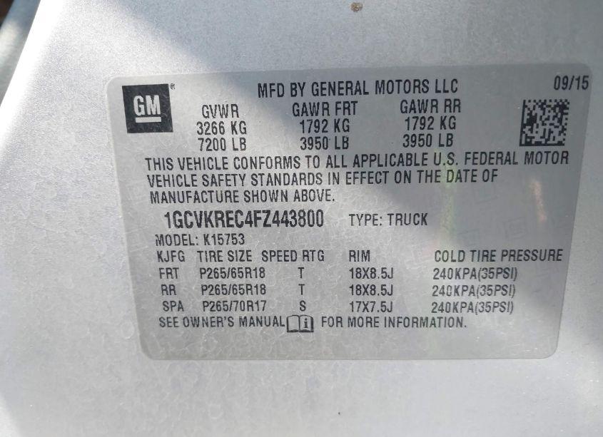 Photo 9 of 2015 Chevrolet Silverado 1500 1LT (VIN 1GCVKREC4FZ443800)