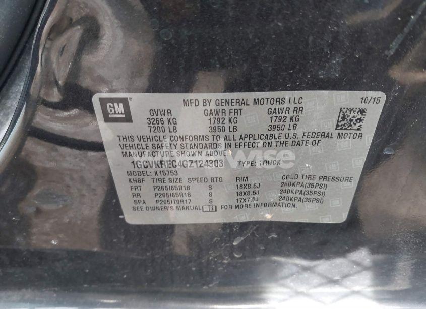 Photo 9 of 2016 Chevrolet Silverado 1500 2LT (VIN 1GCVKREC4GZ124303)