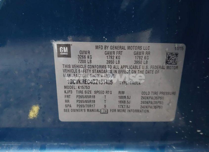 Photo 9 of 2016 Chevrolet Silverado 1500 1LT (VIN 1GCVKREC4GZ151405)