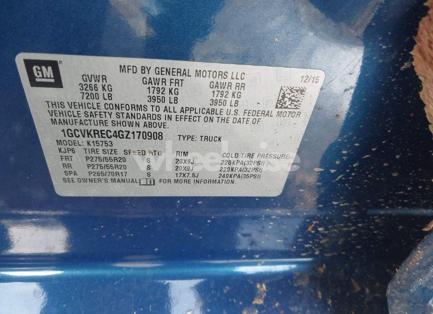 Photo 9 of 2016 Chevrolet Silverado 1500 2LT (VIN 1GCVKREC4GZ170908)