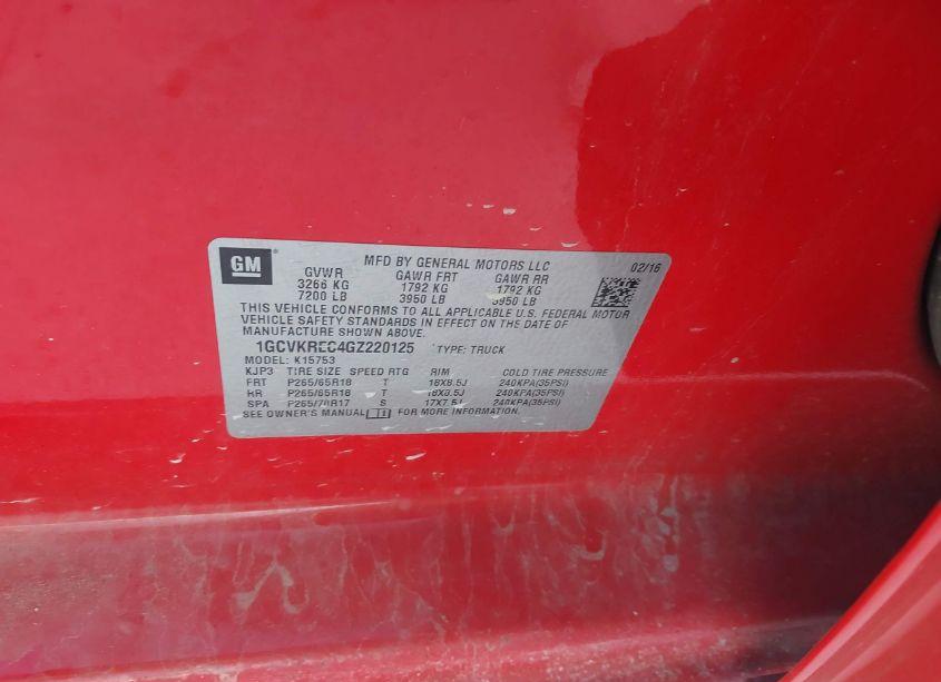 Photo 9 of 2016 Chevrolet Silverado 1500 2LT (VIN 1GCVKREC4GZ220125)