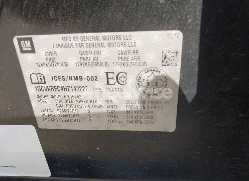 Photo 9 of 2017 Chevrolet Silverado 1500 1LT/2LT (VIN 1GCVKREC4HZ140227)