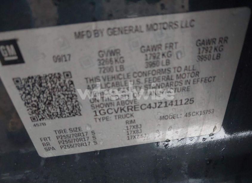 Photo 9 of 2018 Chevrolet Silverado 1500 1LT (VIN 1GCVKREC4JZ141125)