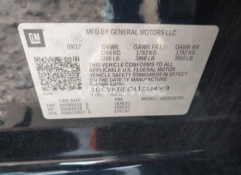 Photo 9 of 2018 Chevrolet Silverado 1500 2LT (VIN 1GCVKREC4JZ144509)