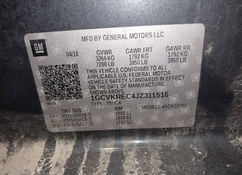 Photo 9 of 2018 Chevrolet Silverado 1500 2LT (VIN 1GCVKREC4JZ311516)