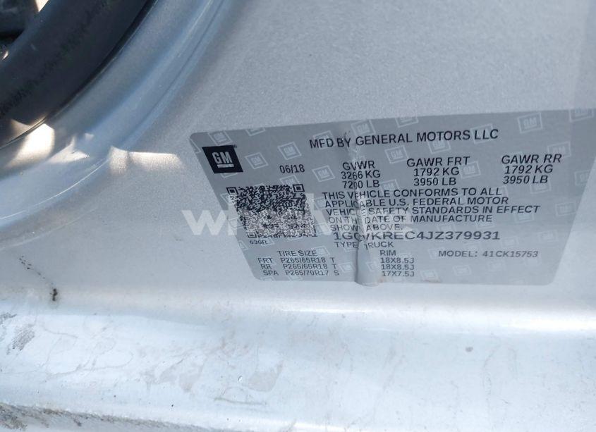 Photo 9 of 2018 Chevrolet Silverado 1500 1LT (VIN 1GCVKREC4JZ379931)