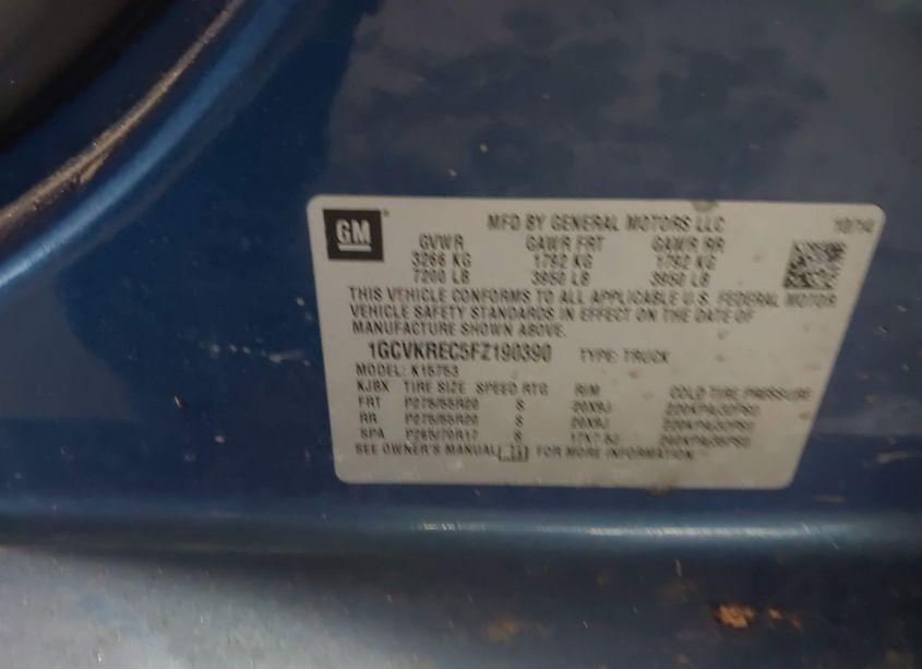 Photo 9 of 2015 Chevrolet Silverado 1500 1LT (VIN 1GCVKREC5FZ190390)