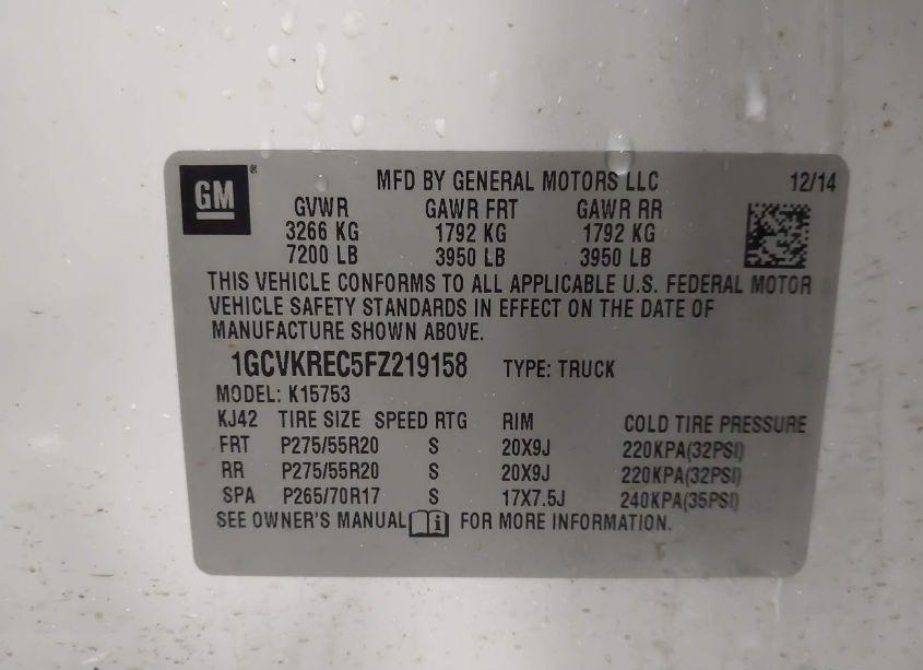 Photo 9 of 2015 Chevrolet Silverado 1500 1LT (VIN 1GCVKREC5FZ219158)