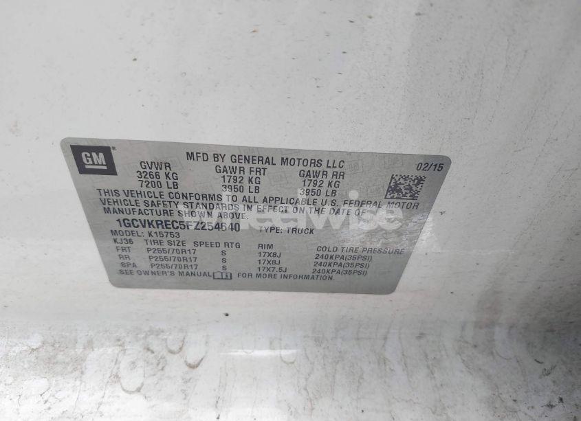 Photo 9 of 2015 Chevrolet Silverado 1500 1LT (VIN 1GCVKREC5FZ254640)