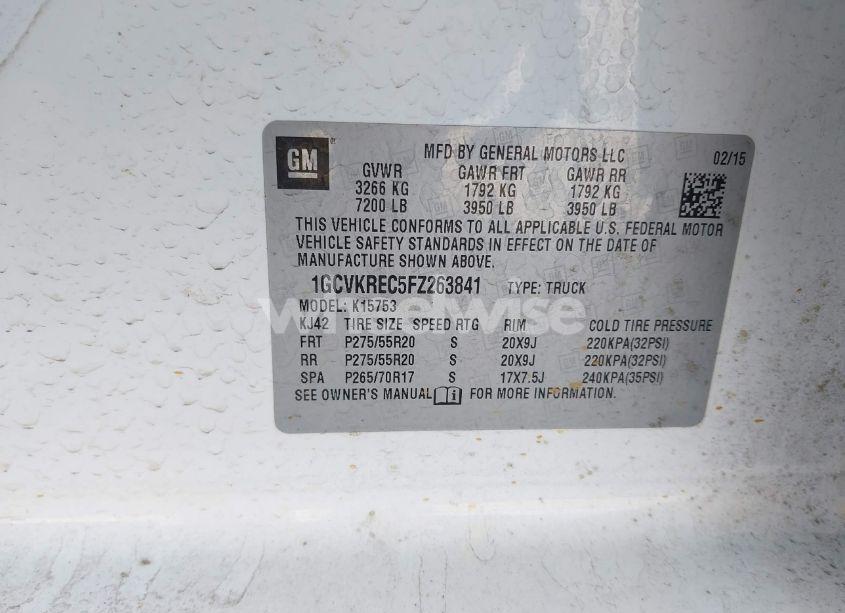 Photo 9 of 2015 Chevrolet Silverado 1500 2LT (VIN 1GCVKREC5FZ263841)