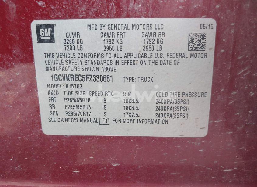 Photo 9 of 2015 Chevrolet Silverado 1500 1LT (VIN 1GCVKREC5FZ330681)