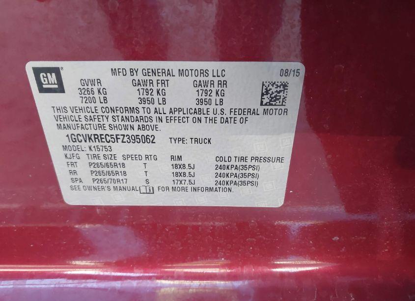 Photo 9 of 2015 Chevrolet Silverado 1500 2LT (VIN 1GCVKREC5FZ395062)