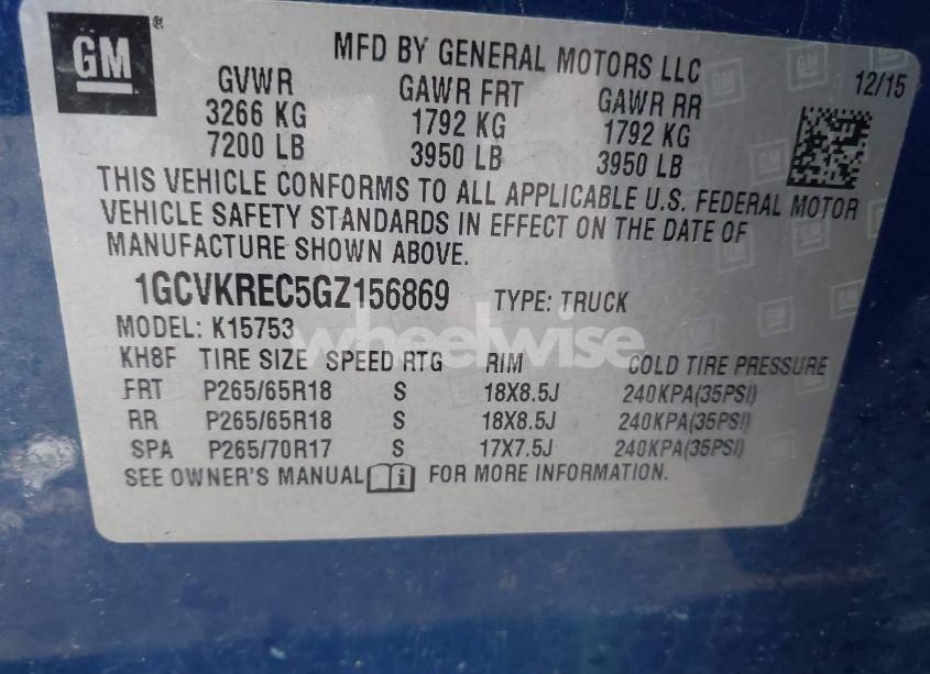 Photo 9 of 2016 Chevrolet Silverado 1500 2LT (VIN 1GCVKREC5GZ156869)