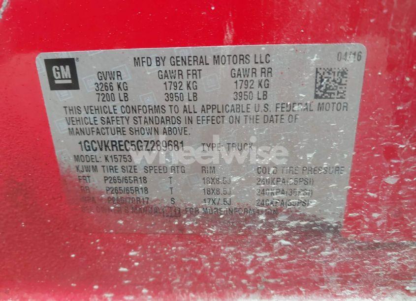 Photo 9 of 2016 Chevrolet Silverado 1500 2LT (VIN 1GCVKREC5GZ289681)