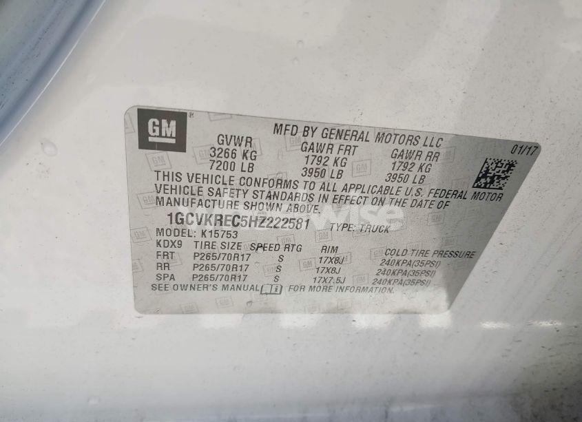 Photo 9 of 2017 Chevrolet Silverado 1500 1LT (VIN 1GCVKREC5HZ222581)