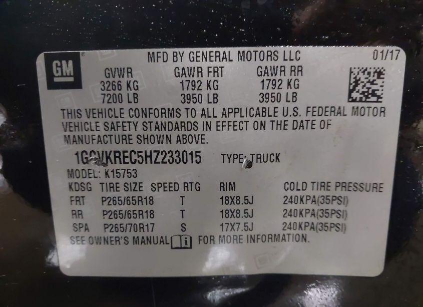 Photo 9 of 2017 Chevrolet Silverado 1500 2LT (VIN 1GCVKREC5HZ233015)