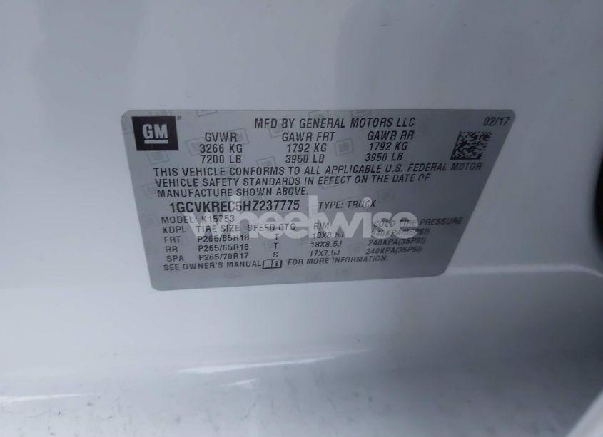 Photo 9 of 2017 Chevrolet Silverado 1500 2LT (VIN 1GCVKREC5HZ237775)