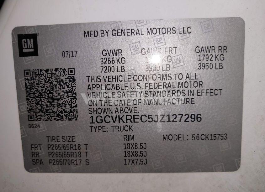 Photo 9 of 2018 Chevrolet Silverado 1500 2LT (VIN 1GCVKREC5JZ127296)