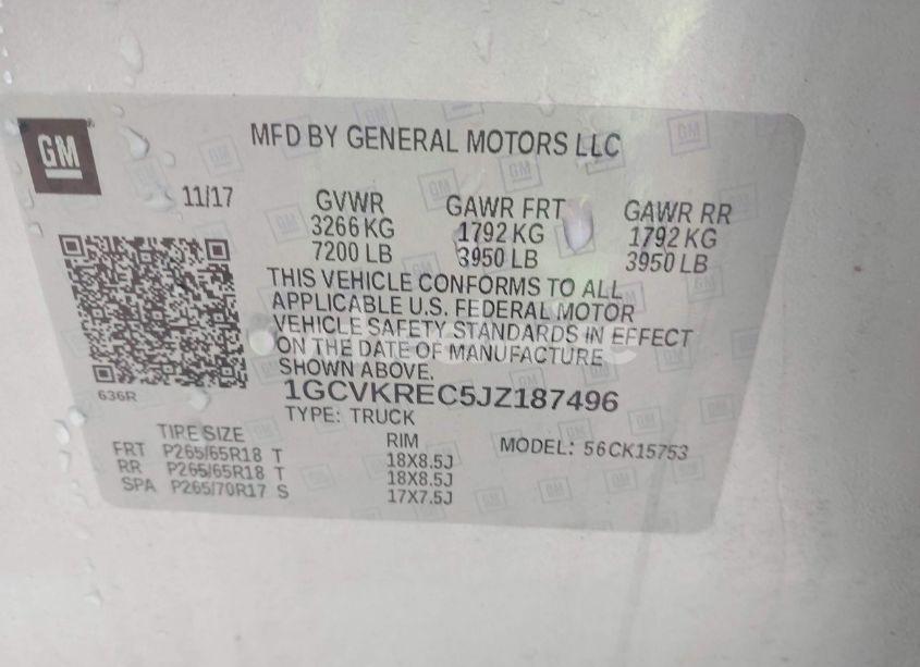 Photo 9 of 2018 Chevrolet Silverado 1500 2LT (VIN 1GCVKREC5JZ187496)