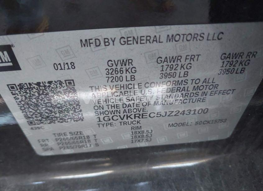 Photo 9 of 2018 Chevrolet Silverado 1500 1LT (VIN 1GCVKREC5JZ243100)