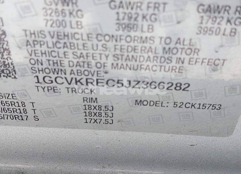 Photo 9 of 2018 Chevrolet Silverado 1500 1LT (VIN 1GCVKREC5JZ366282)