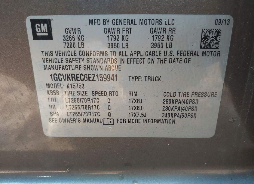 Photo 9 of 2014 Chevrolet Silverado 1500 2LT (VIN 1GCVKREC6EZ159941)