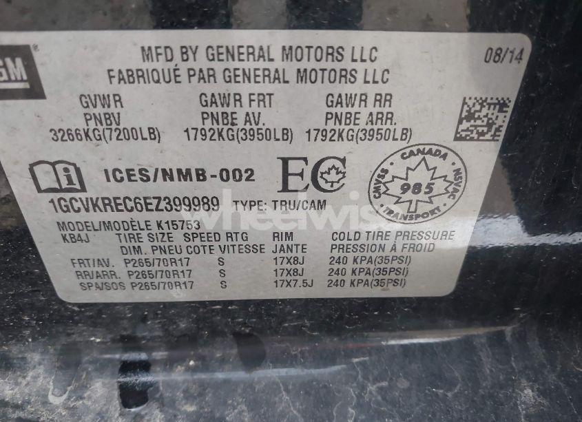 Photo 9 of 2014 Chevrolet Silverado 1500 1LT/2LT (VIN 1GCVKREC6EZ399989)