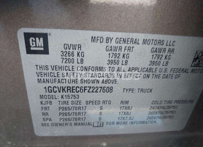 Photo 9 of 2015 Chevrolet Silverado 1500 1LT (VIN 1GCVKREC6FZ227608)