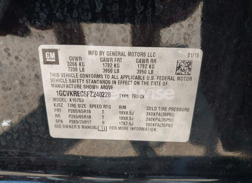 Photo 9 of 2015 Chevrolet Silverado 1500 2LT (VIN 1GCVKREC6FZ240228)