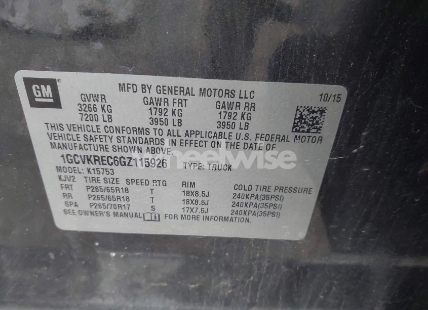 Photo 9 of 2016 Chevrolet Silverado 1500 2LT (VIN 1GCVKREC6GZ115926)