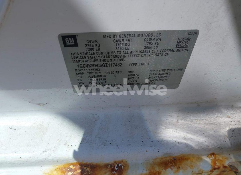 Photo 9 of 2016 Chevrolet Silverado 1500 2LT (VIN 1GCVKREC6GZ117482)