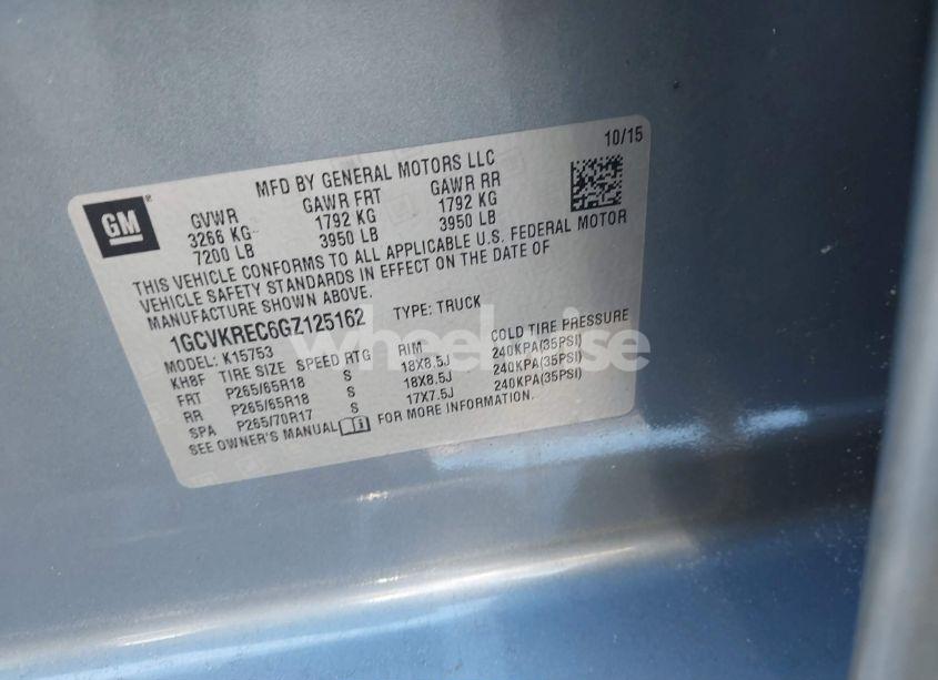 Photo 9 of 2016 Chevrolet Silverado 1500 1LT (VIN 1GCVKREC6GZ125162)