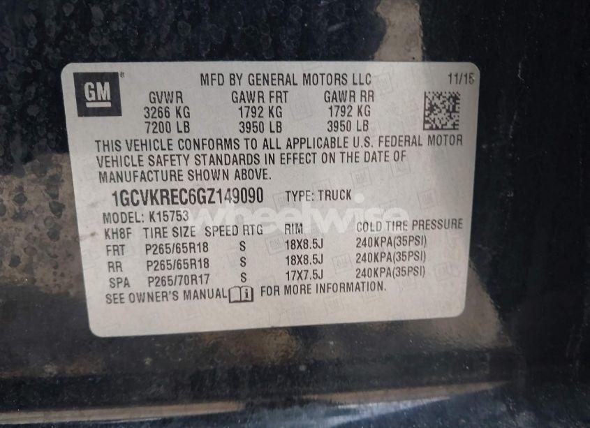 Photo 9 of 2016 Chevrolet Silverado 1500 2LT (VIN 1GCVKREC6GZ149090)