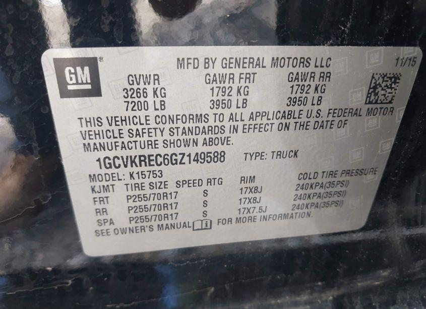 Photo 9 of 2016 Chevrolet Silverado 1500 1LT (VIN 1GCVKREC6GZ149588)