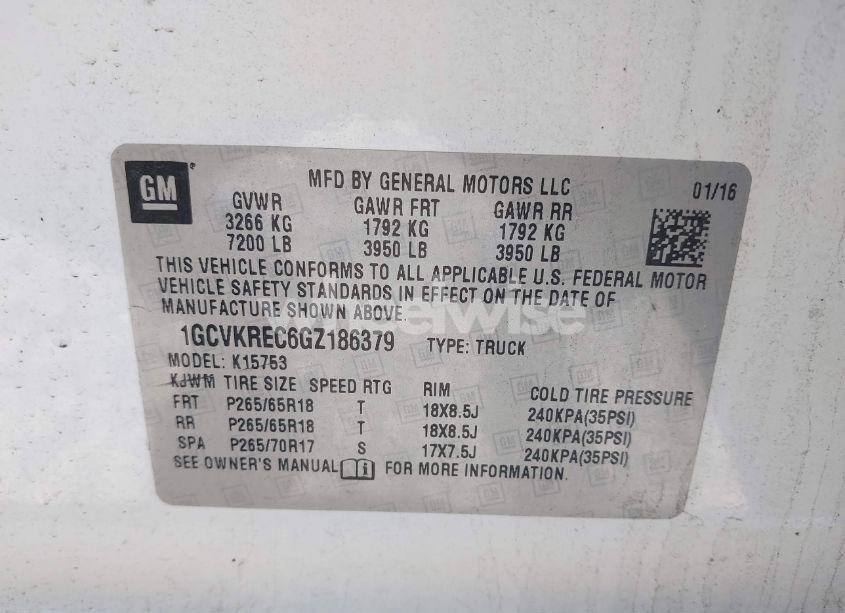 Photo 9 of 2016 Chevrolet Silverado 1500 1LT (VIN 1GCVKREC6GZ186379)