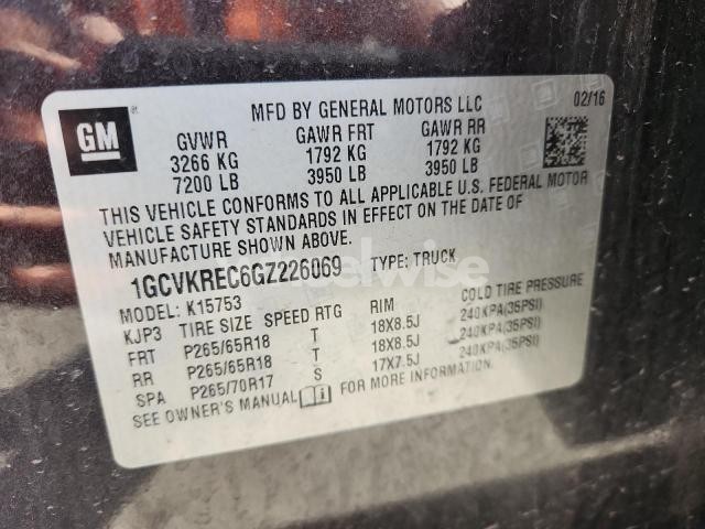 Photo 5 of 2016 CHEVROLET SILVERADO K1500 LT (VIN 1GCVKREC6GZ226069)