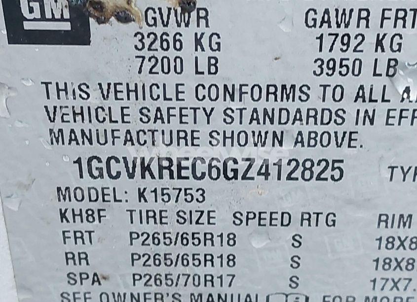 Photo 9 of 2016 Chevrolet Silverado 1500 2LT (VIN 1GCVKREC6GZ412825)