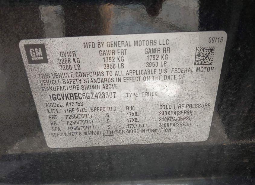 Photo 9 of 2016 Chevrolet Silverado 1500 LT (VIN 1GCVKREC6GZ423307)